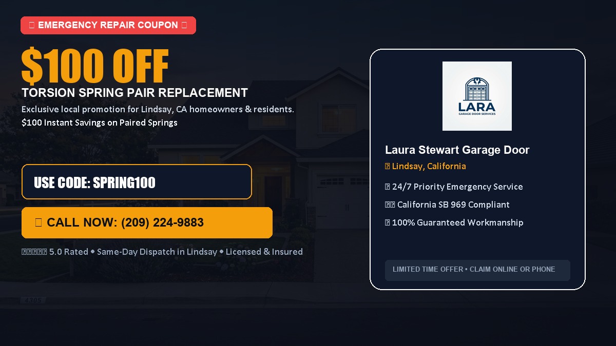 $100 OFF Heavy-Duty Torsion Spring Pair Replacement in Lindsay, CA